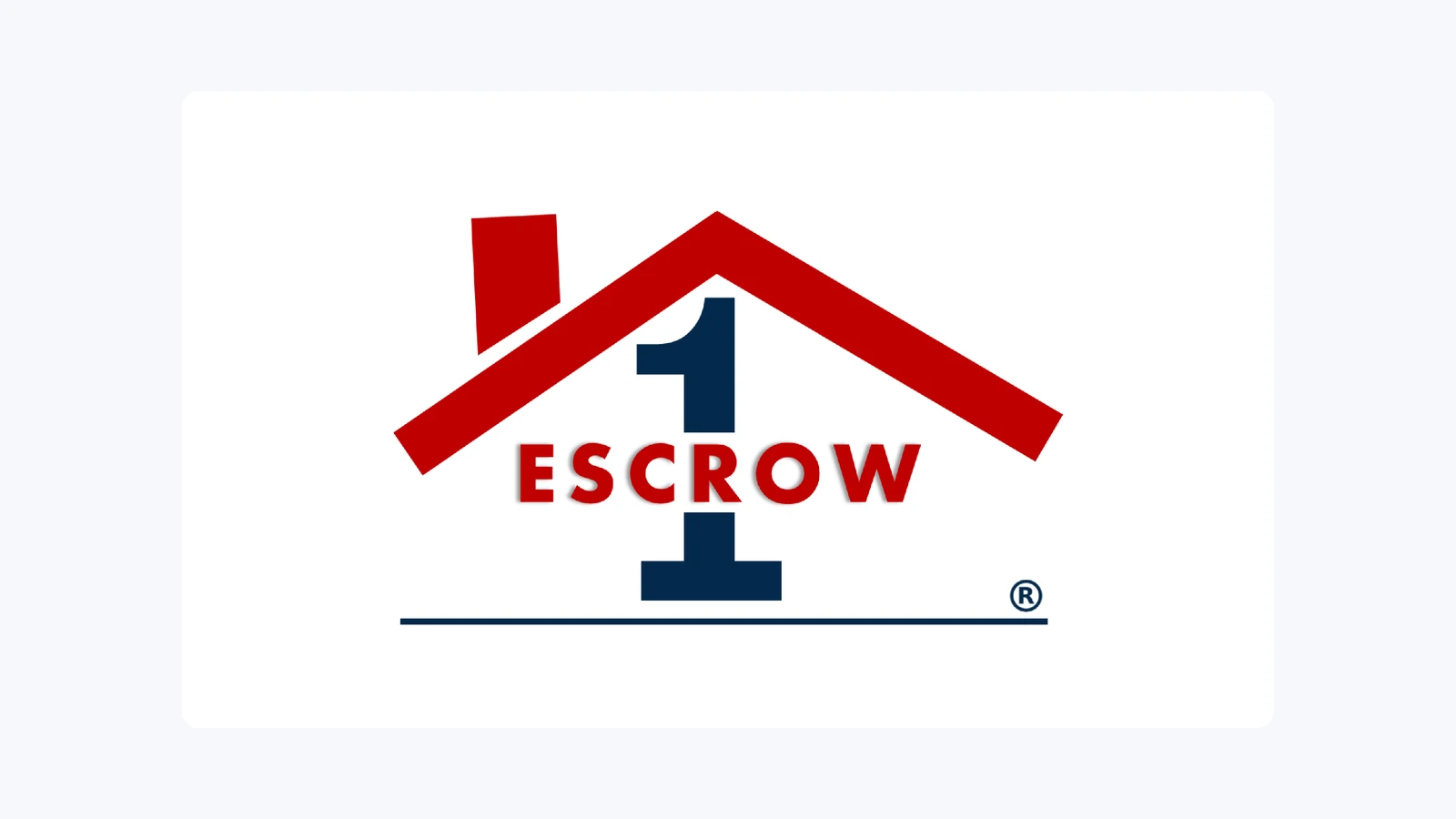 The Escrow One company logo: a red roofline over a navy numeral one, with the word ESCROW across it
